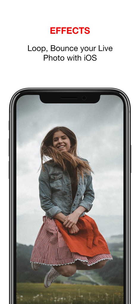 Video to Live Wallpapers Maker - Experimente a magia dos efeitos dinâmicos, com a Live Photo em movimento fluindo suavemente e os efeitos de loop ou ricochete que adicionam um toque especial à imagem da mulher sorrindo e pulando.
