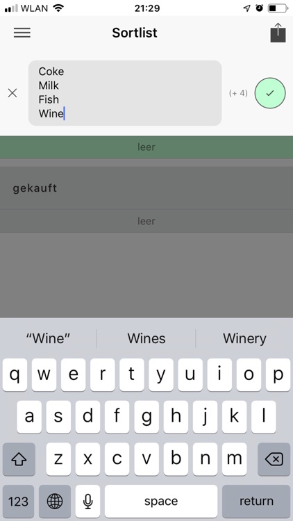 Shopping list - Sortlist