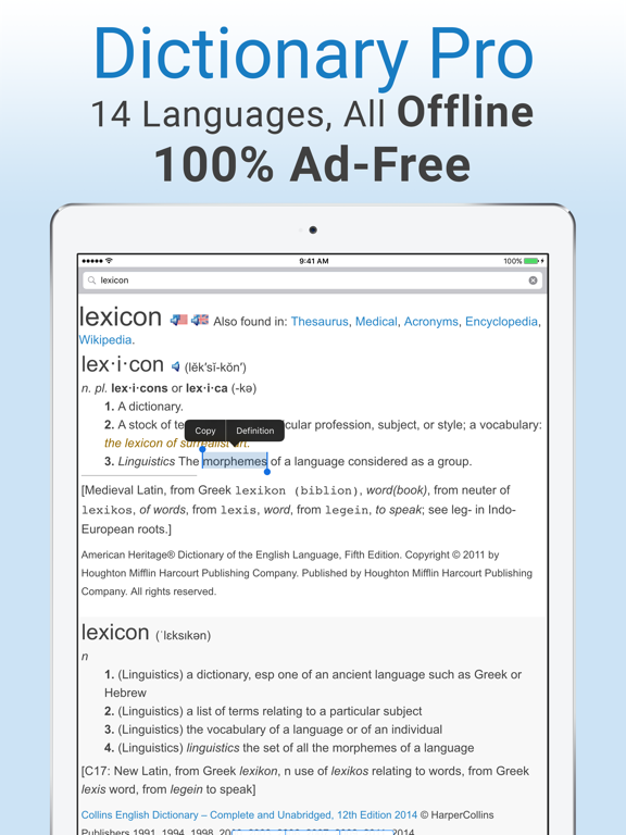 Dictionary Pro - Offline & Ad-Free Dictionary and Thesaurus screenshot