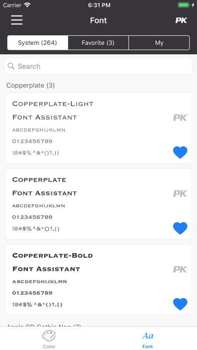 Color & Font Screenshot