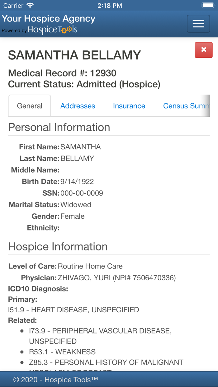 Hospice Tools eBilling