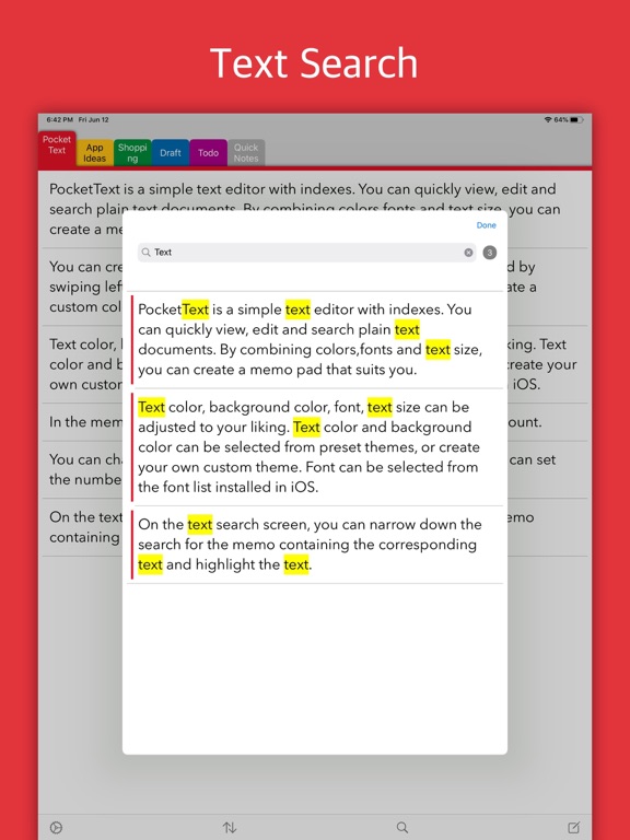 PocketText - Indexed Notes iPad screenshot 4 - Productivity app