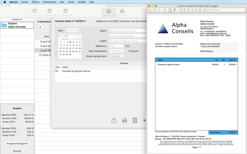 Capture d'écran de Gestion Micro-Entrepreneur sur iPhone 1