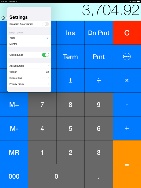 RECalc Pro iPad screenshot 5 - Finance app
