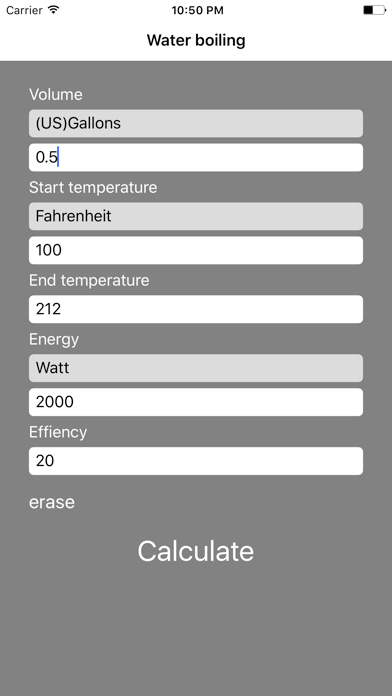 Screenshot #1 pour Water Heating Calculator