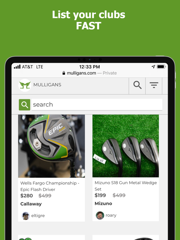 Mulligans iPad screenshot 1 - Shopping app