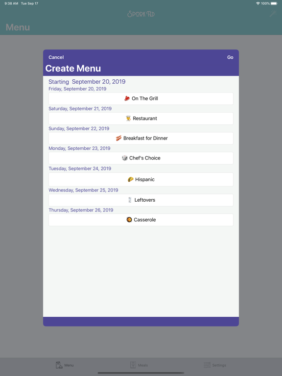 Screenshot #4 pour Menu Planner by Spork Fed