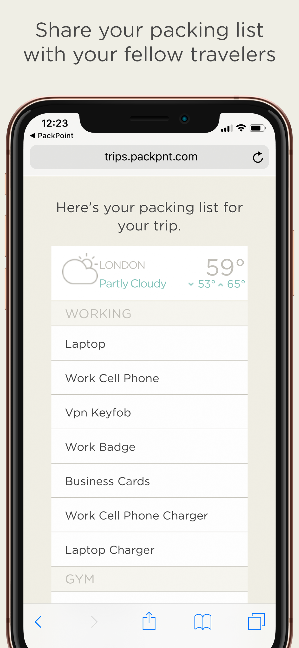PackPoint Premium Packing List