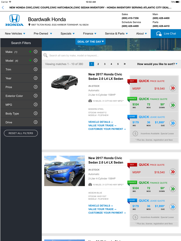 Boardwalk Honda iPad screenshot 4 - Shopping app