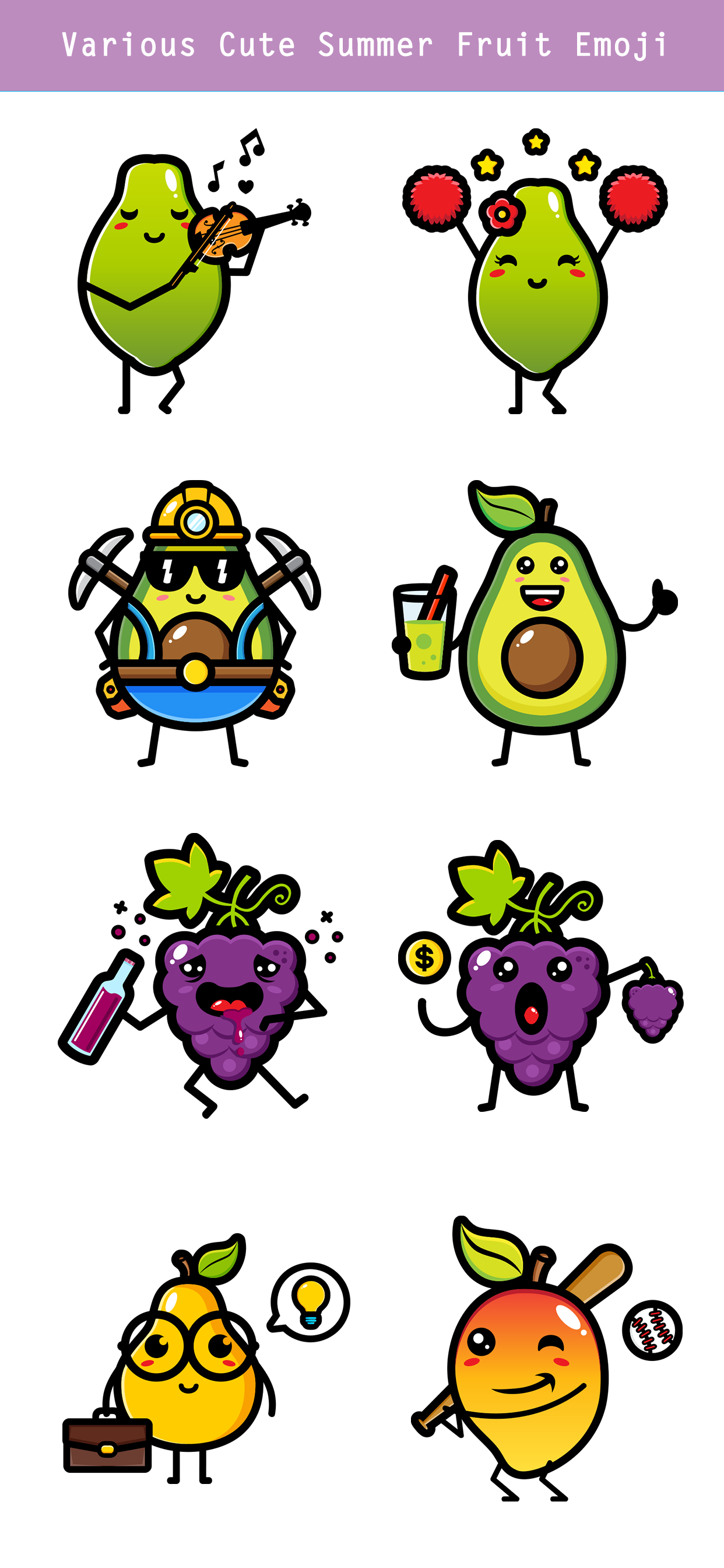 174 Cute Emoji - Summer Fruits screenshot 4