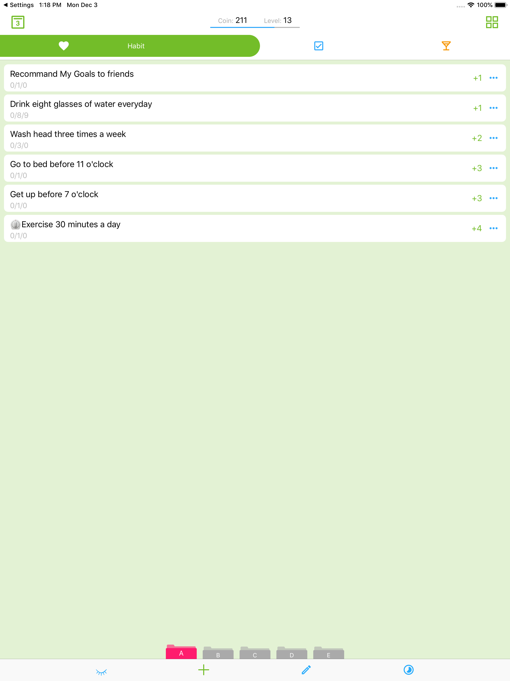 My Goals - Habit  training