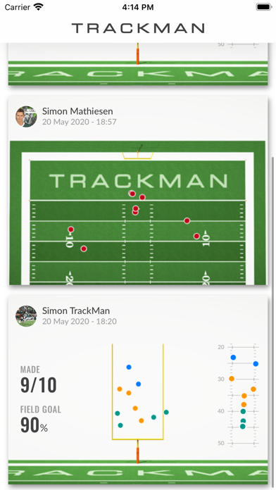 TrackMan Football Sharing Screenshot