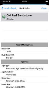 Devonian Lithological Database screenshot