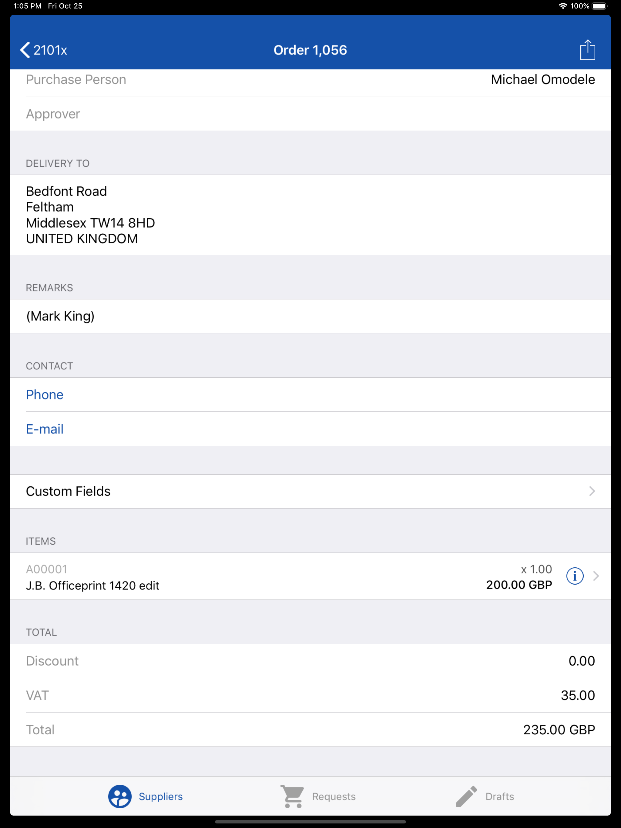 Purchase for SAP Business One