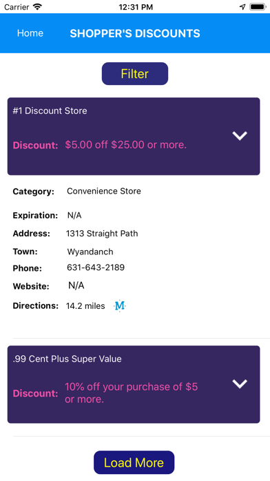 Shopper's Discount Card Screenshot