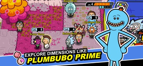 Rick and Morty: Pocket Mortys - Gli utenti esplorano dimensioni esotiche come Plumbubo Prime, un ambiente caratterizzato da flora unica e l'incontro con personaggi iconici come Mr. Meeseeks e vari Rick alternativi come Aqua Rick.