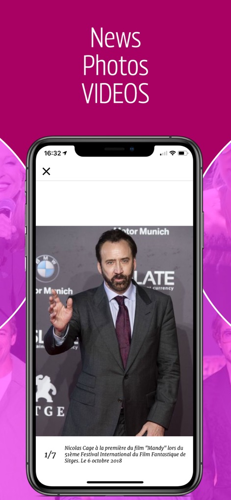 Closer – Actu et exclus People - Esta tela exibe uma imagem em alta resolução acompanhada de uma legenda detalhada e o indicador de progresso '1/7' de uma galeria de fotos.