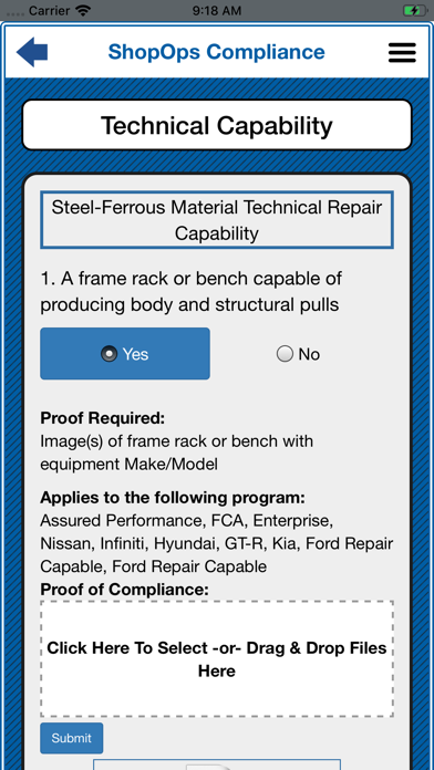 Business Assessment Screenshot