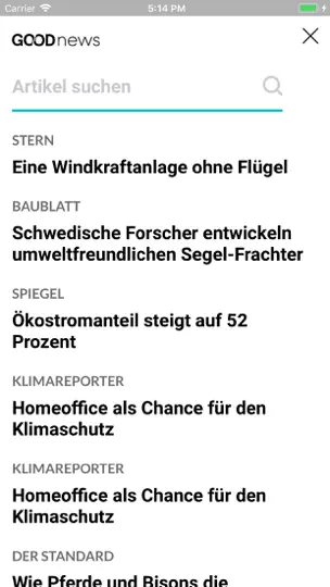 Screenshot von Good News App auf dem iPhone 4