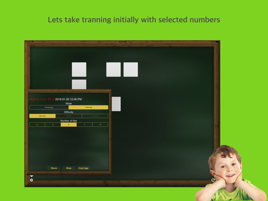 Numbers remember puzzle iPad screenshot