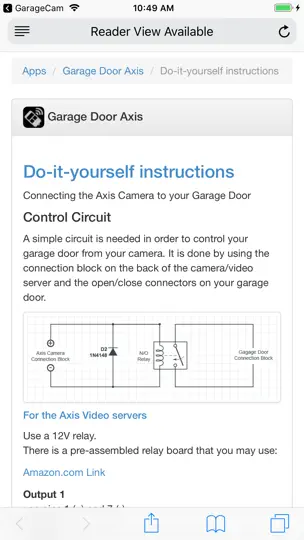 Скриншот GarageCam на iPhone 5