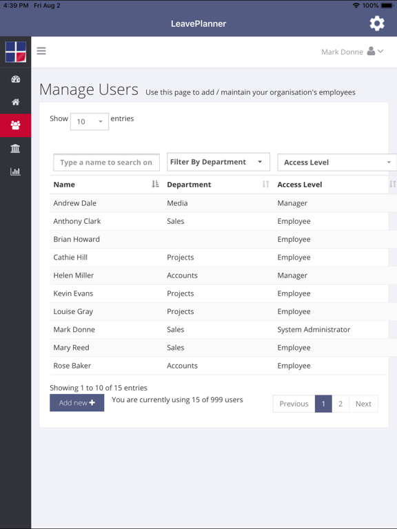 LeavePlanner iPad screenshot