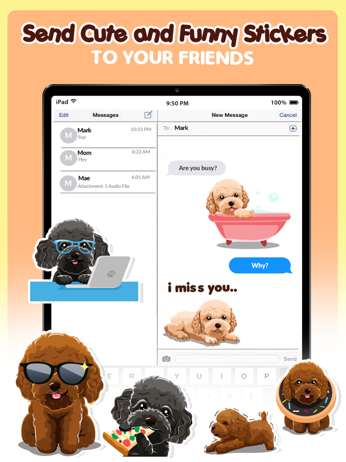 Toy Poodle Dog Emojis Stickers
