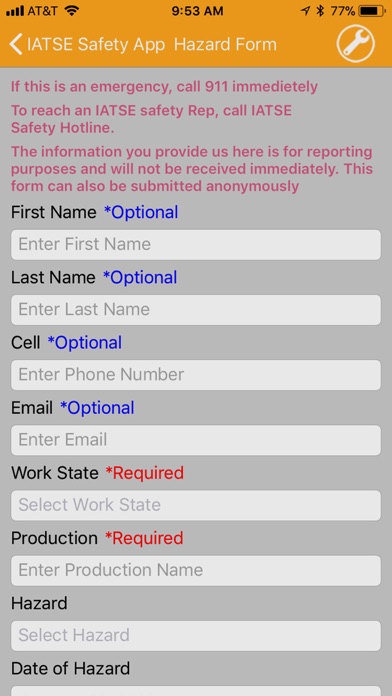 IATSE Safety Info Screenshot