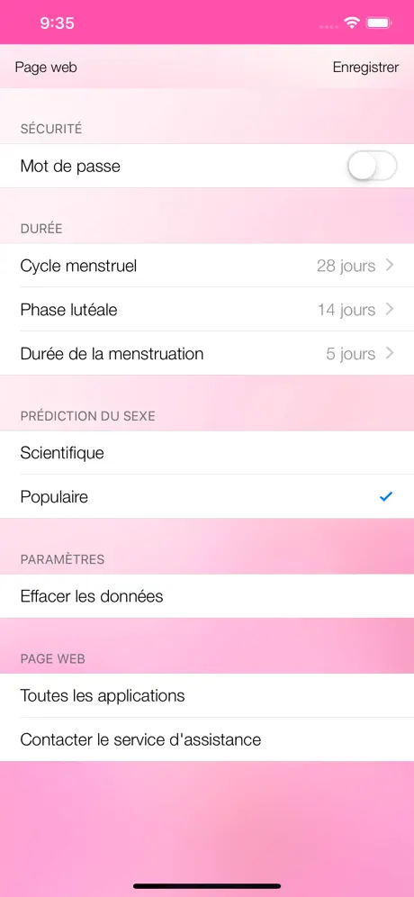 Calendrier du cycle menstruel