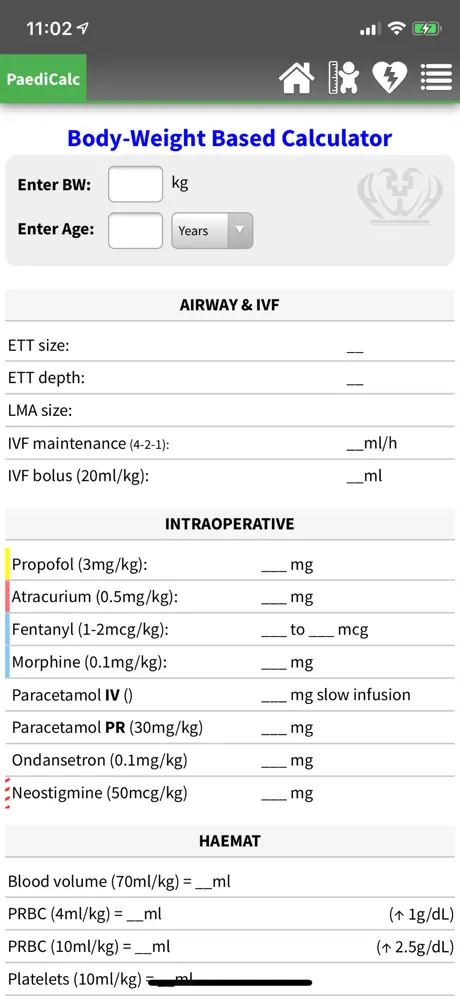 Paediatric calculator