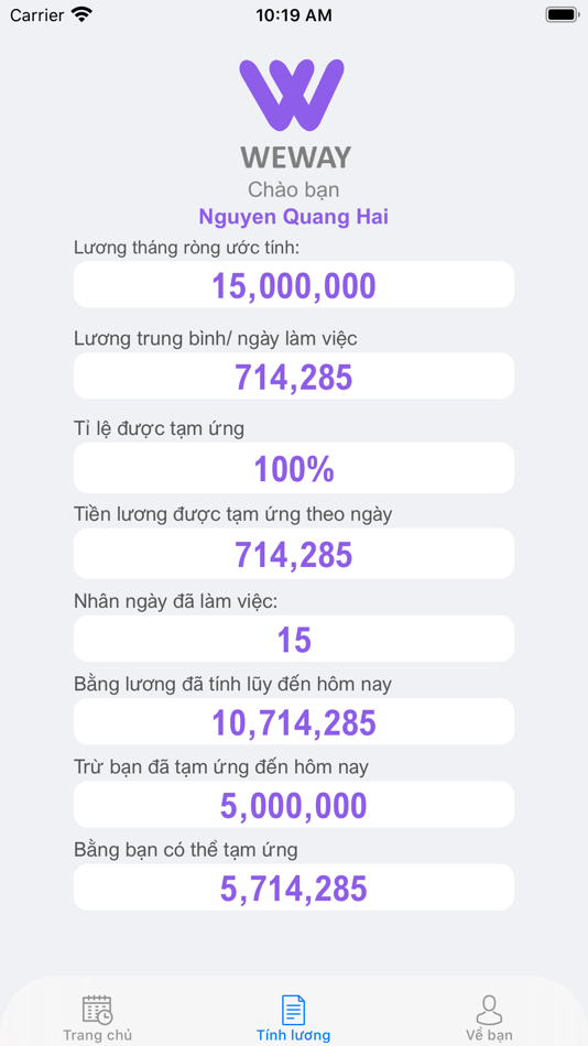 #5. WeWay – Ứng lương khi bạn cần (iOS) Podle: Hoan Tran