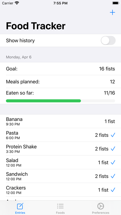 Screenshot #1 pour Fistful Food Tracker