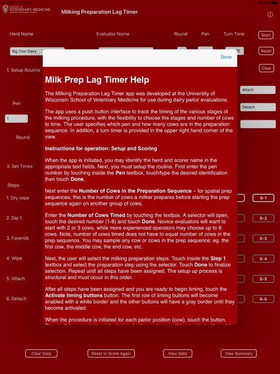 Milking Prep Lag Timer