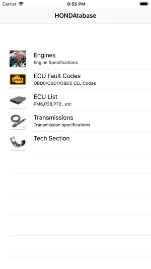 HONDAtabase screenshot 1