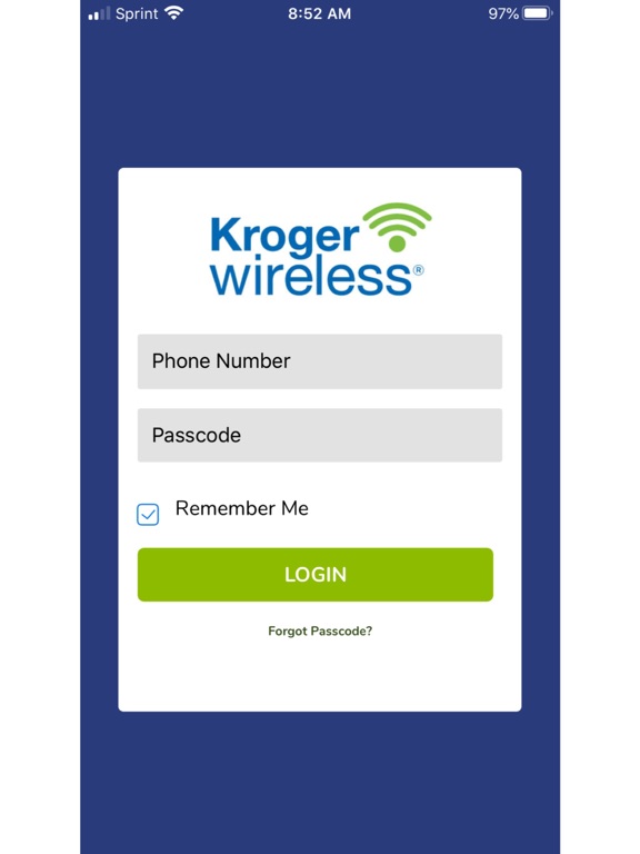 Kroger Wireless My Account iPad screenshot