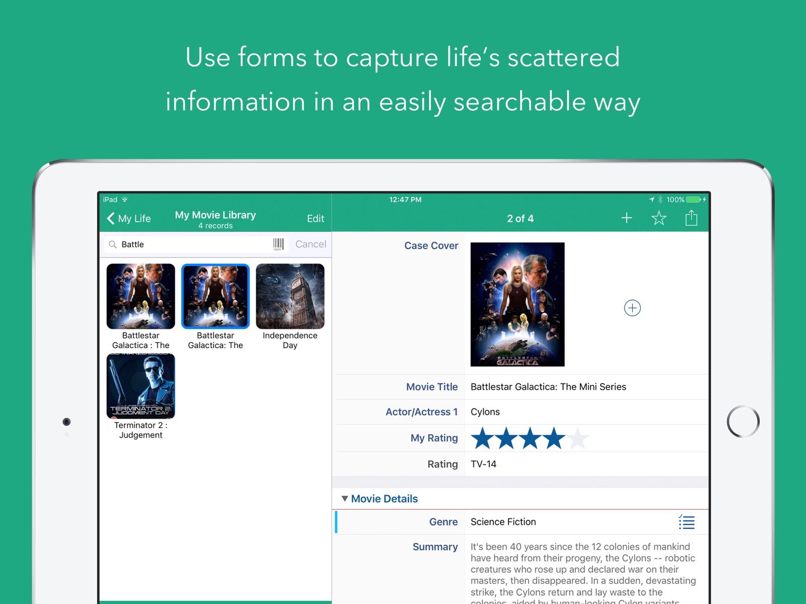 Tap Forms Organizer 5 Database ipad screenshot 3