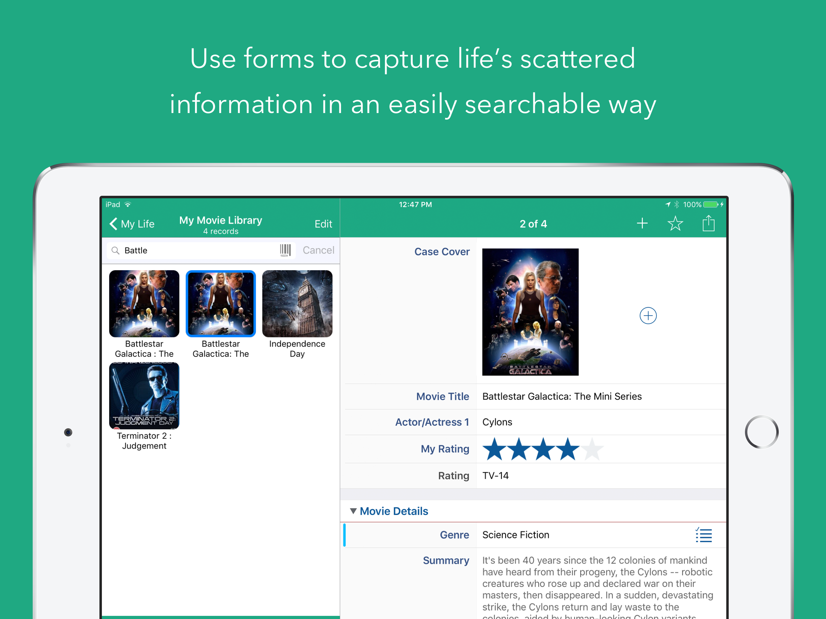 Tap Forms Organizer 5 Database