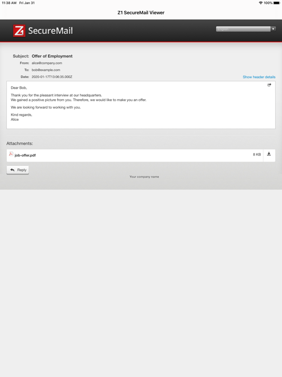 Screenshot #6 pour Z1 SecureMail Viewer