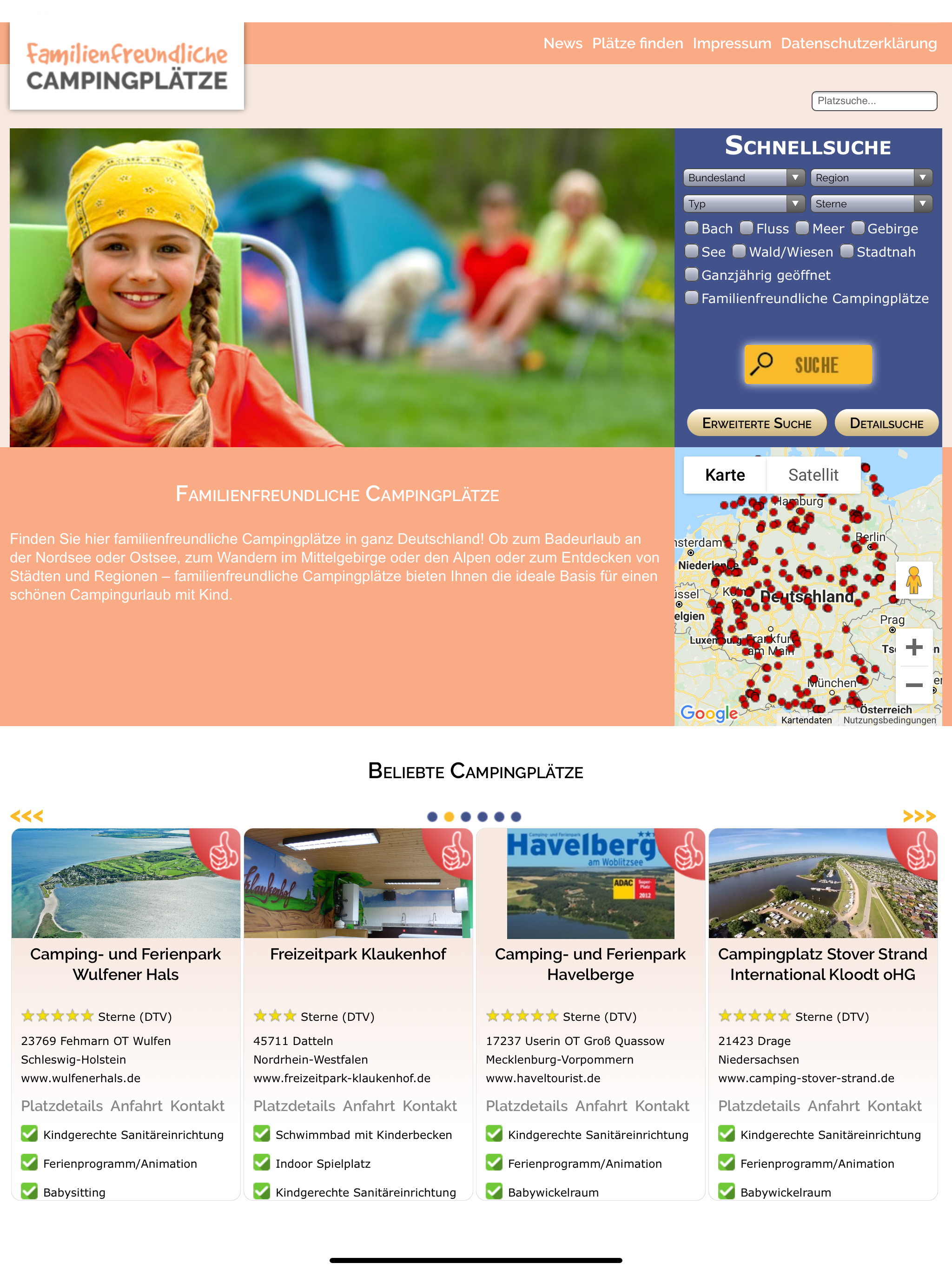 Familienfreundl. Campingplätze