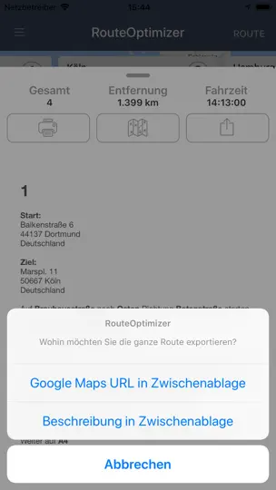 Screenshot von RouteOptimizer auf dem iPhone 4