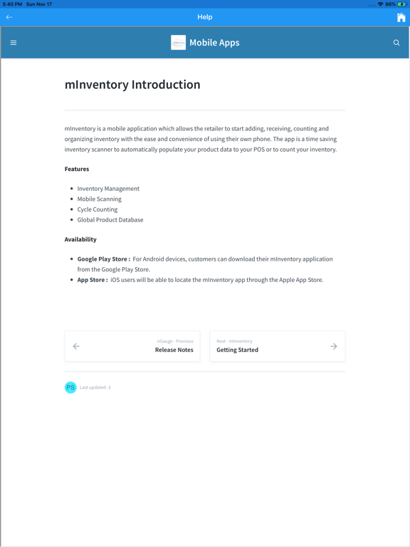 mInventory app iPad screenshot