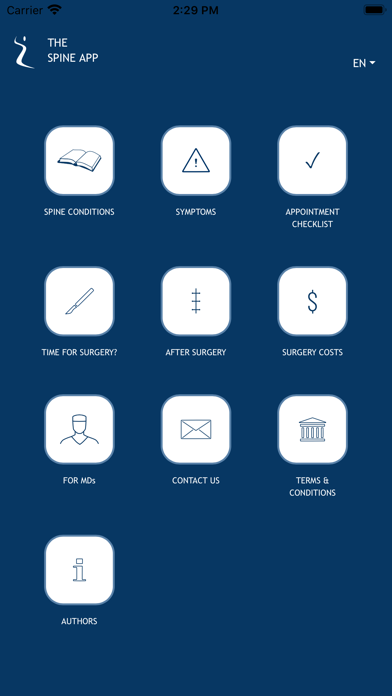 The SpineApp iPhone screenshot 1 - Medical app