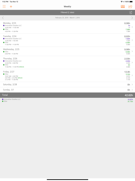 Easy Hours iPad screenshot 4 - Business app