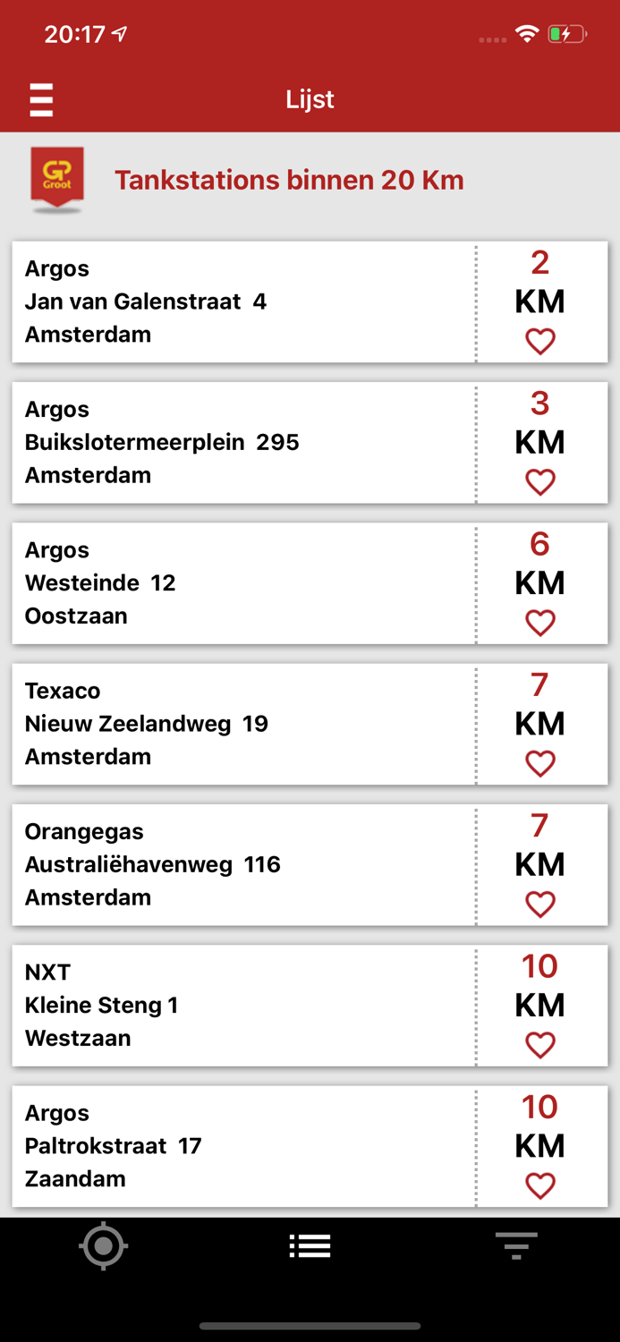 GP Groot tanklocatie app