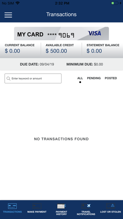 SFCU Visa CC Screenshot