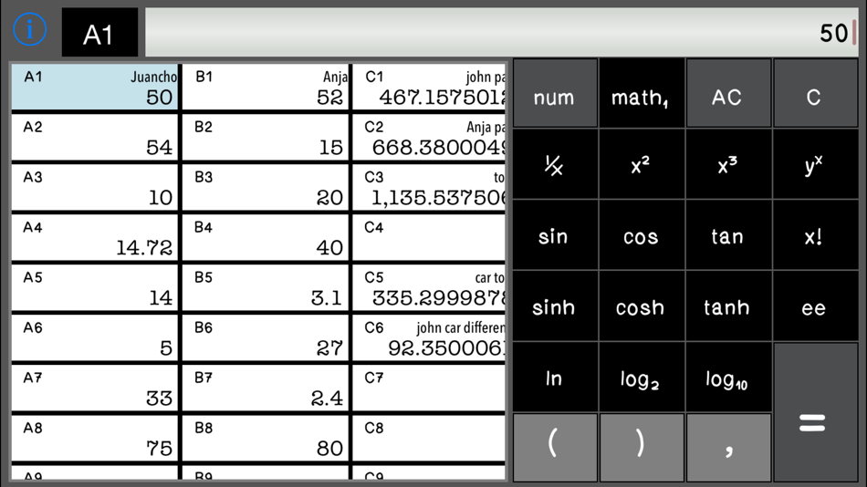 #4. Calculator SpreadSheet (iOS) 由: Juancho Enterprises