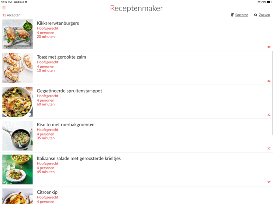 Receptenmaker iPad app afbeelding 1