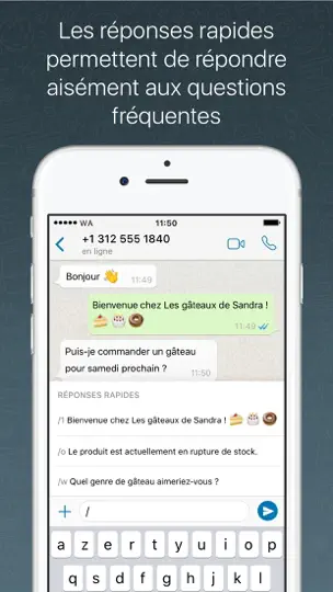 Capture d'écran de WhatsApp Business sur iPhone 3