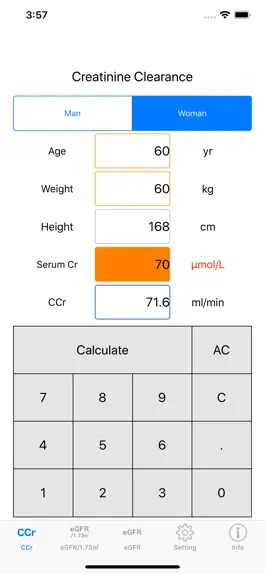 Game screenshot CreatinineClearanceCalculator hack