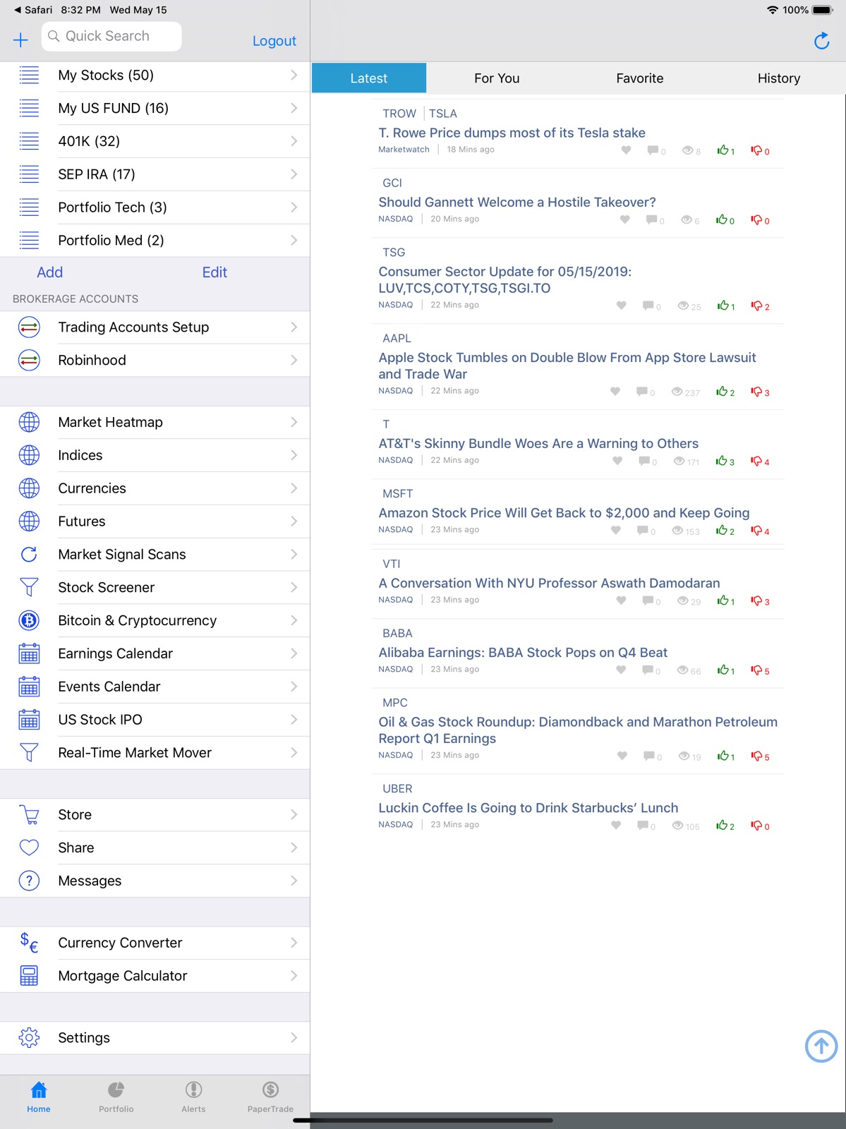 Stocks Tracker:Real-time stock ipad screenshot 1